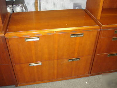 ***solid wood executive desk & 2 dr file by kimball***