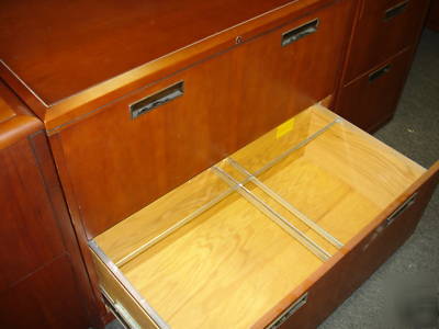 ***solid wood executive desk & 2 dr file by kimball***