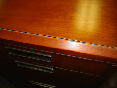 ***solid wood executive desk & 2 dr file by kimball***