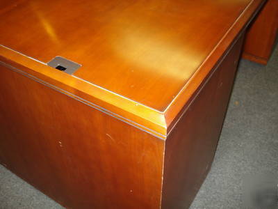 ***solid wood executive desk & 2 dr file by kimball***