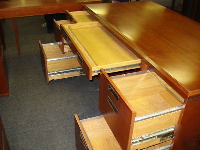 ***solid wood executive desk & 2 dr file by kimball***