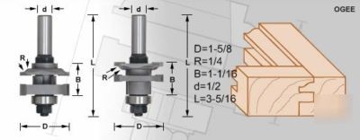 Amana 2 piece stile & rail router bit sets 1-5/8 dia