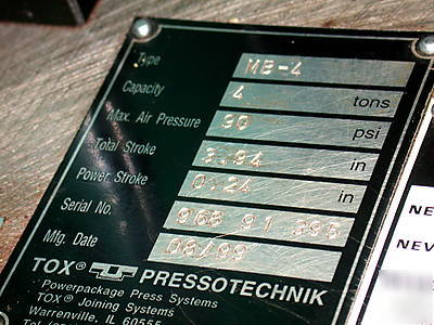 Tox 2 column S4301006US 4 ton pressing fixture mod# MB4