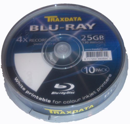 20 traxdata blu-ray blank dvd disc bd-r printable disks