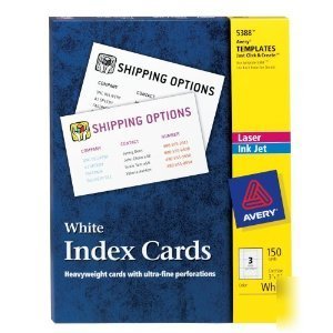 Lot {4} avery 5388 white index cards 150/pk 3