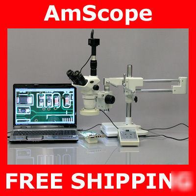 2X-225X stereo boom microscope, 80 led ring + 9M camera