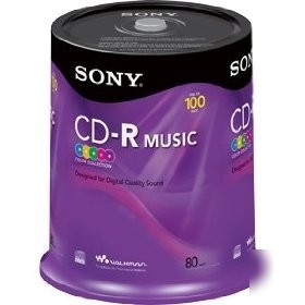 New 100 sony music digital audio cd-r cdr blank disc 