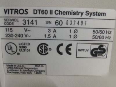 J & j ortho clinical diag DT60 ii & dtsc ii system