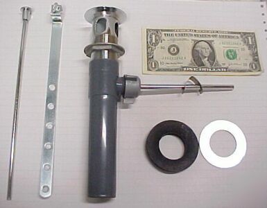 New complete eljer lavatory popup assembly, stainless, 