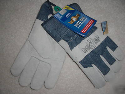Wells lamont cowhide palm winter lined glove sz med 