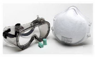 Msa 3 pc set dust respirator mask goggles & ear plugs