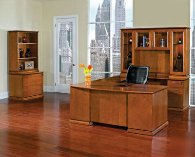 Office star mendocino 72X90 bow front desk with hutch