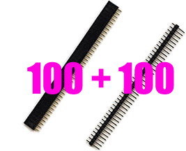 Single row square 100 x male + 100 x female pin headers