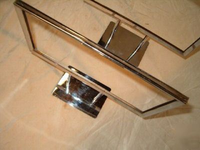 Chrome retail sign stands:older,petite,elegant display 