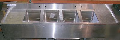 Four compartment undercounter bar sink