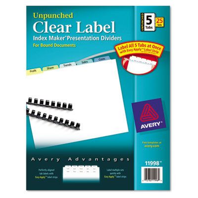 Index label contempy color dividers 5-tab five set/pack