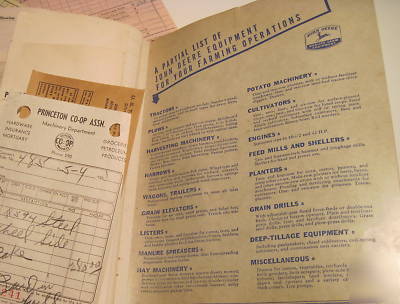 Vintage 1951 farm record book with receipts john deere