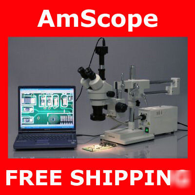 5M camera + 3.5-90X stereo boom zoom microscope