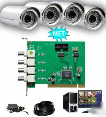 Cctv 4CH dvr card+4OUTDOOR color sony ccd ir camera kit