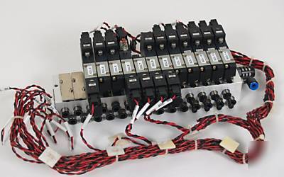 Koganei 14-port manifold w/ 12 pneumatic 24V valves