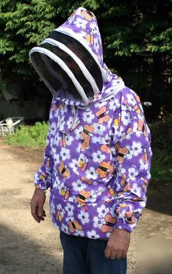 Beekeeping bee jacket, hood veil, floral, x large