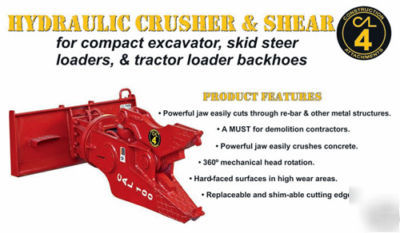 Hydraulic crusher & shear for skid steer free shipping
