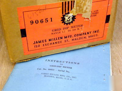 James millen grid dip meter. ca 1949, w/ all coils