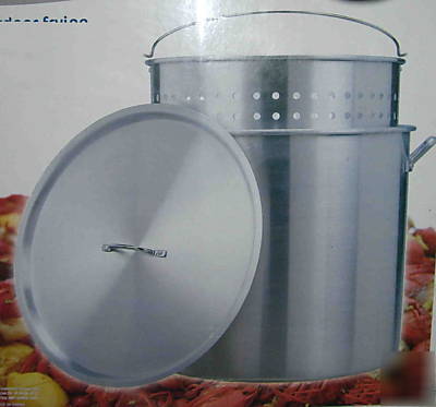 100 qt stock/crab crawfish steamer pot w/ basket & lid