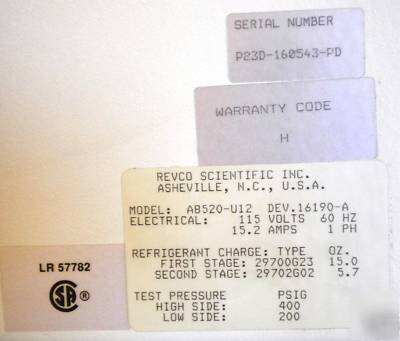 Revco scientific inc. freezer A8520-U12