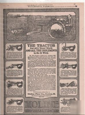 Vintage ad-1919 moline, ill universal tractor ad