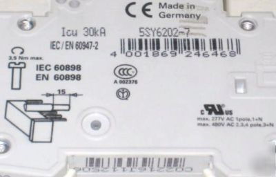 Siemens 5SY62 5SY6202-7 4001869246468 C2 400V breaker