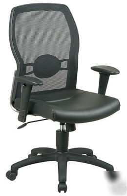 Ventilated breathable screen back leather swivel chair