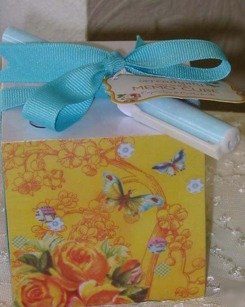 Twos company serendipity shabby & chic memo cube yellow