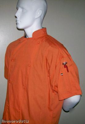 Coat chef jacket s small orange catering baker ss