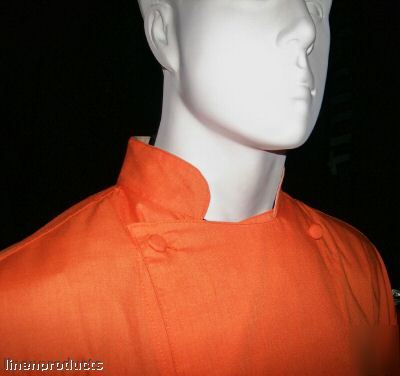Coat chef jacket s small orange catering baker ss