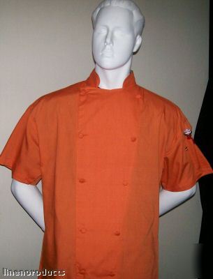 Coat chef jacket s small orange catering baker ss