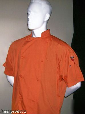 Coat chef jacket s small orange catering baker ss