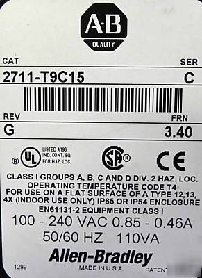 Mint allen bradley panelview 2711-T9C15 c 2711T9C15