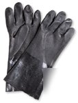 Black chemical resistant cotton flock-lined gloves