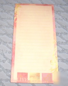 Magnetic live laugh love pink yellow memo/note pad