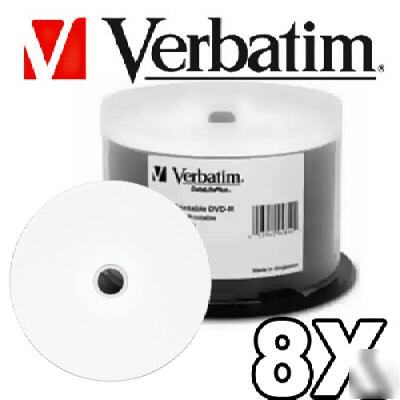 50 verbatim 94854 8X dvd-r white inkjet printable media