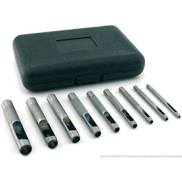 9PC hollow leather gasket punch set with storage box