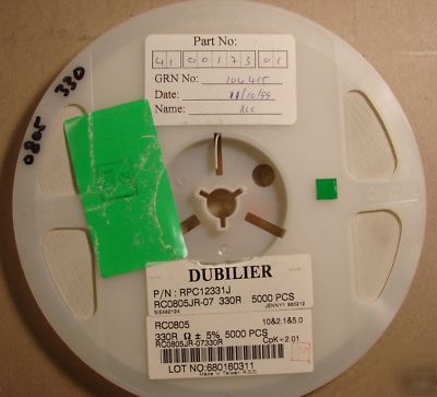 Dubilier 0805 resistor 330 reel, 5%, RPC12331J, 5000PCS