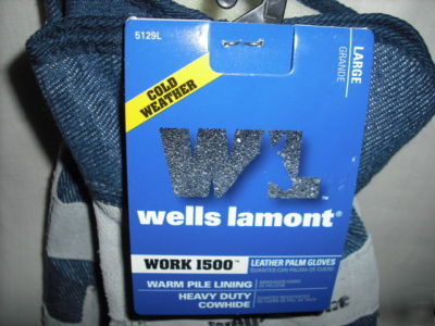 Nwt*wells lamont~leather palm heavy duty work gloves~ l