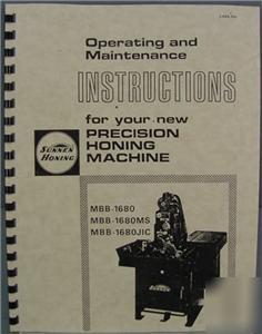 Sunnen mbb-1680 honing machine - service manual