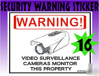 16 gas station security camera warning decal stickers