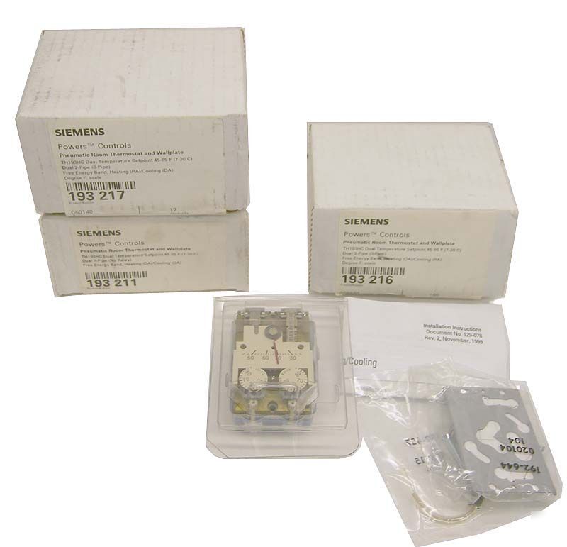 New lot 3 siemens TH193HC pneumatic room thermostat / 