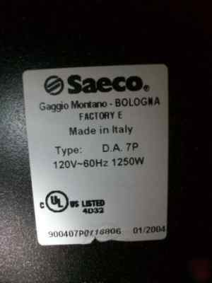 Lot (5) saeco DA7P topazio super automatic espresso ven