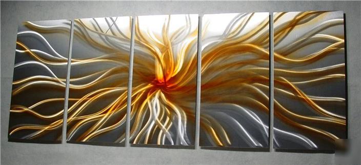 64â€ contemporary office metal wall art original art