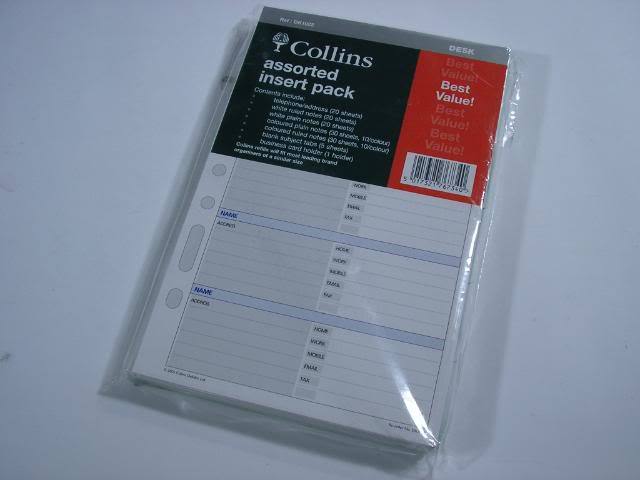 Collins assorted insert pack for desk size organisers